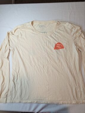 Parks Project Long-Sleeve Crew Tee in Cream with Coral Chest Logo